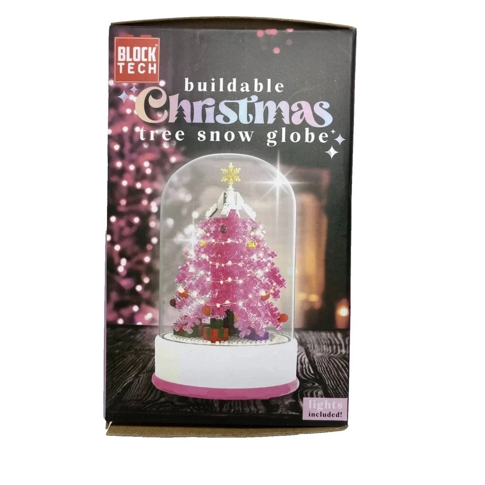 Block Tech Christmas Tree Snow Globe 283pcs Battery‎ Lights 8+ Building Set New